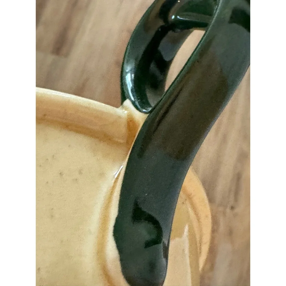 Metlox Poppytrail Ceramic Chamberstick Candle Holder Vintage Cream Green Vine
